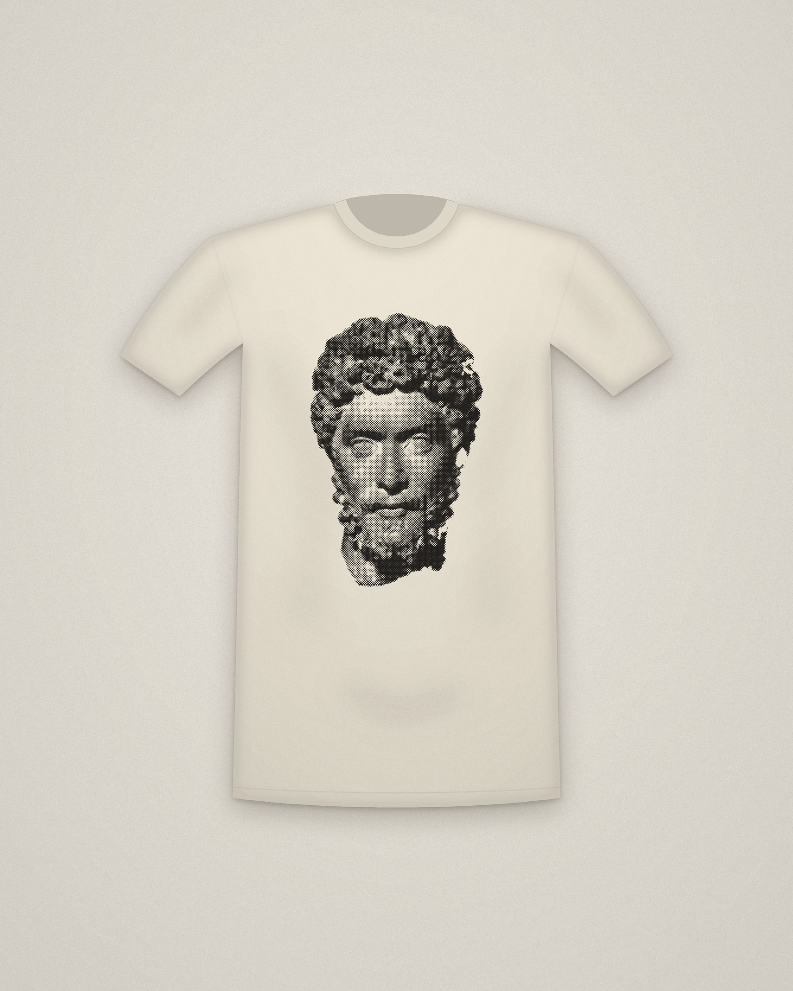 Antonine Noble Tee in Natural, Portrait Head of a Noble or Official printed in halftone