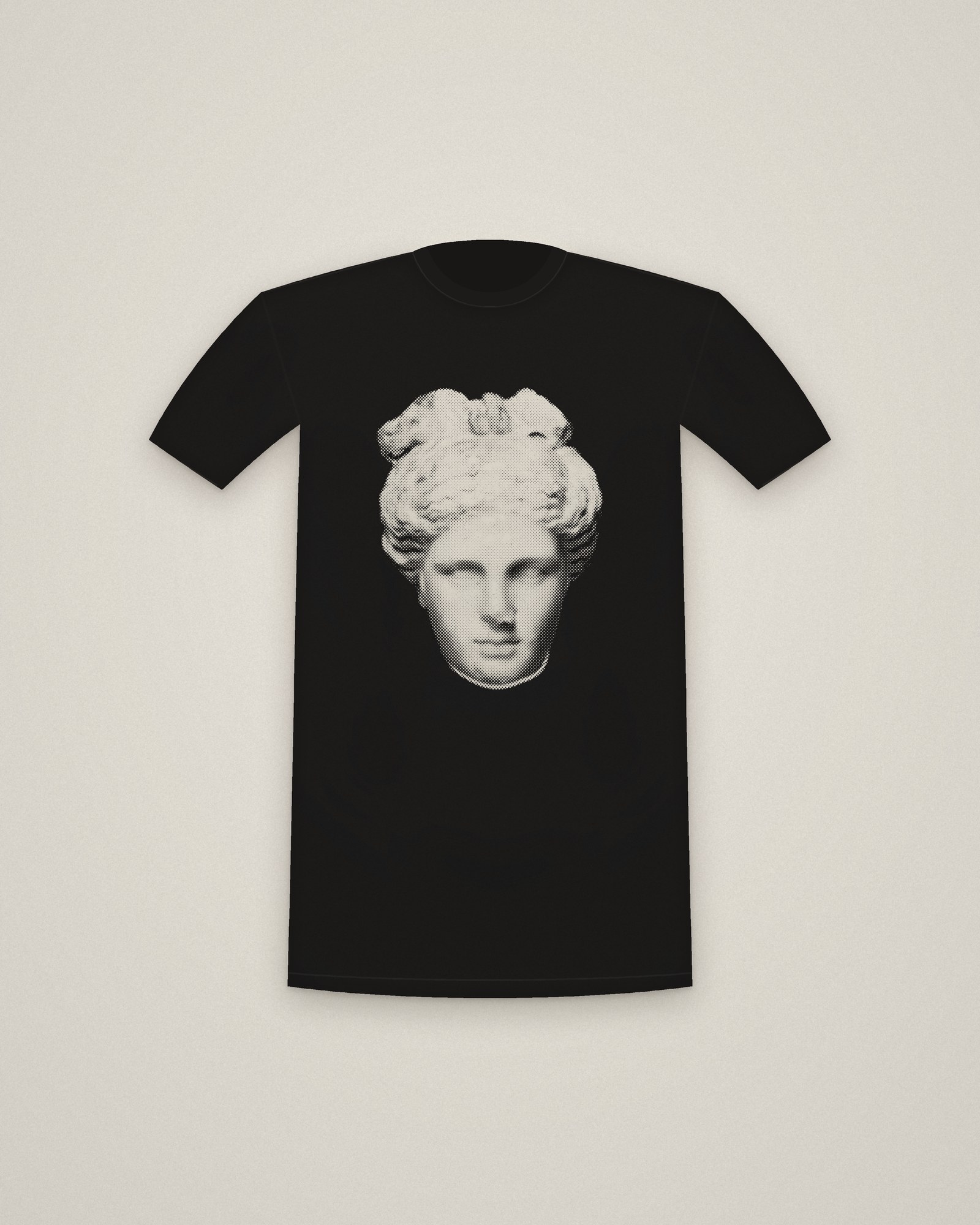 Aphrodite Tee in Black, Head of Aphrodite printed in halftone