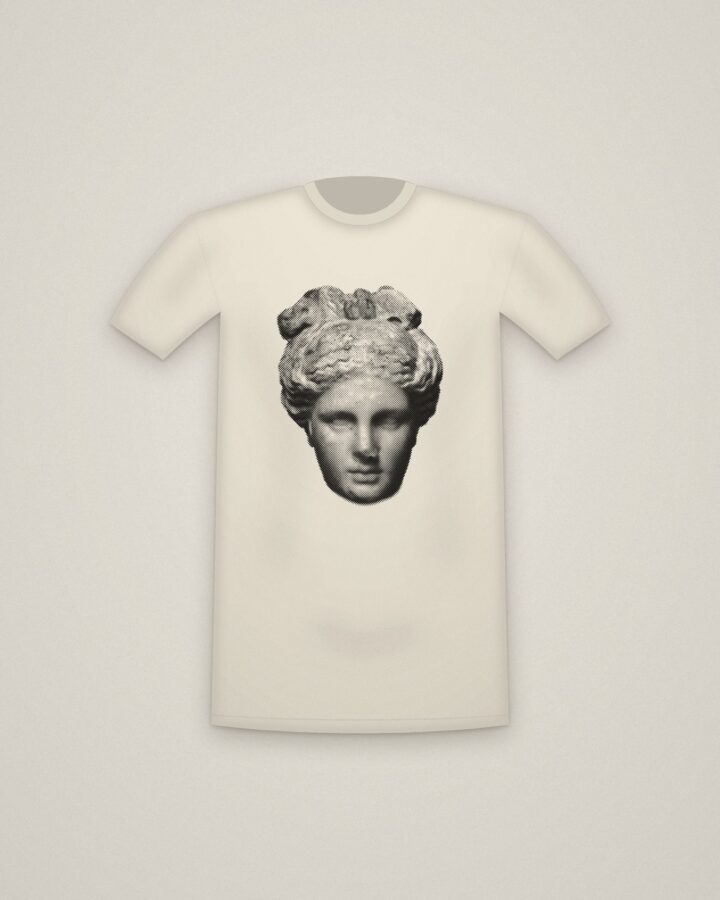 Aphrodite Tee in Natural, Head of Aphrodite printed in halftone