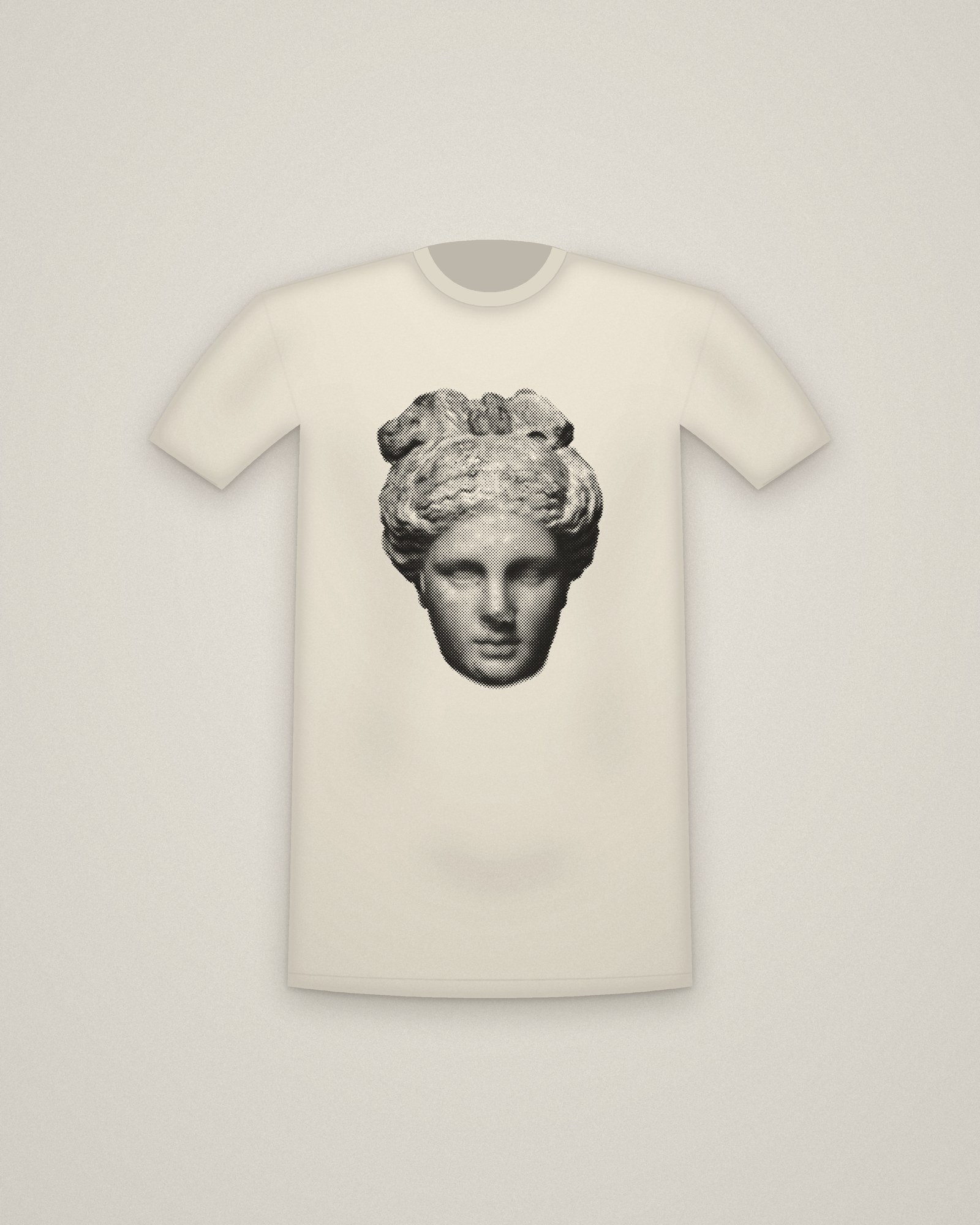 Aphrodite Tee in Natural, Head of Aphrodite printed in halftone
