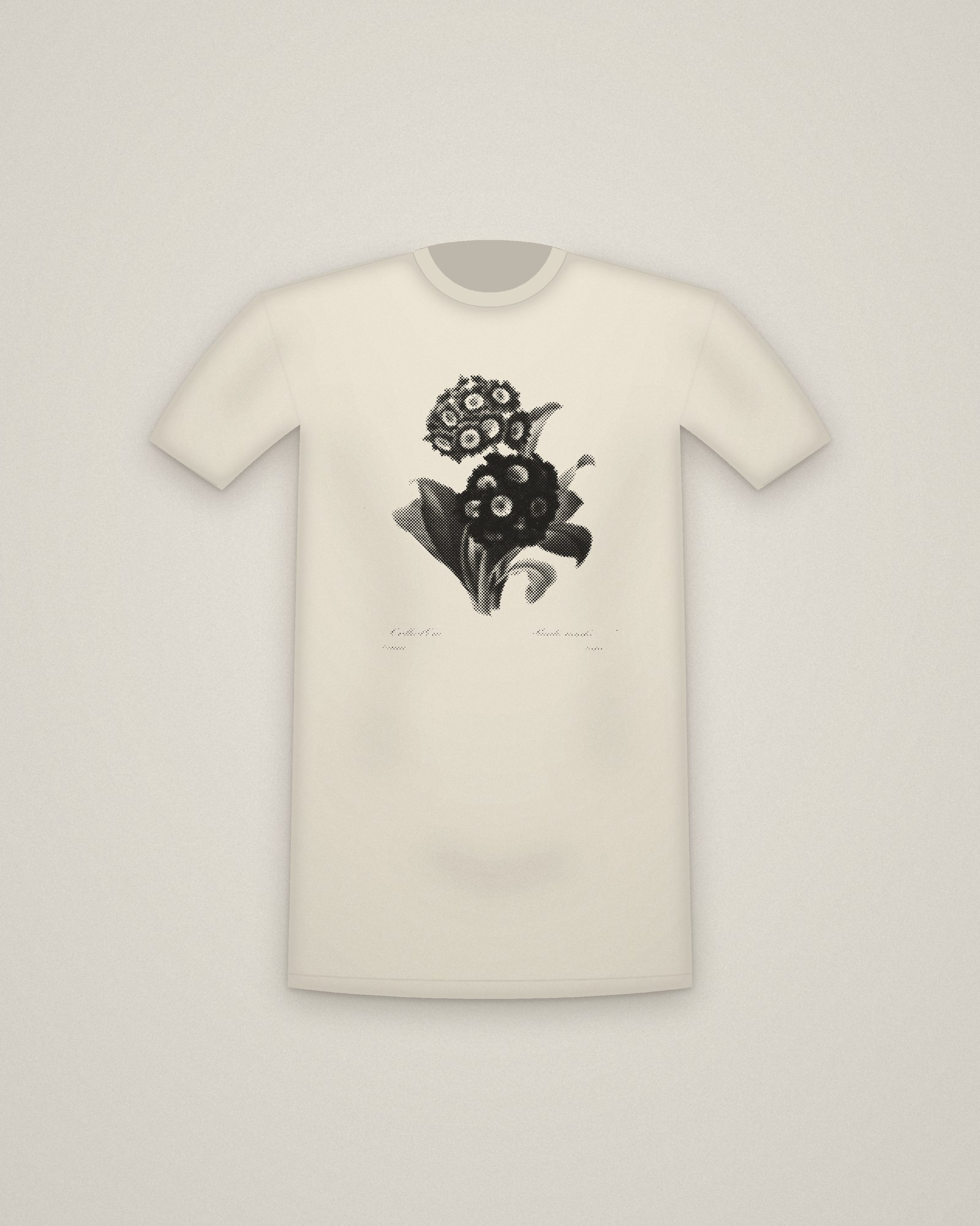 Auricula Tee in Natural, Primula auricula printed in halftone