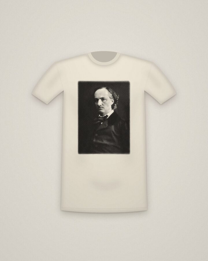 Baudelaire Tee in Natural, Portrait of Baudelaire printed in halftone