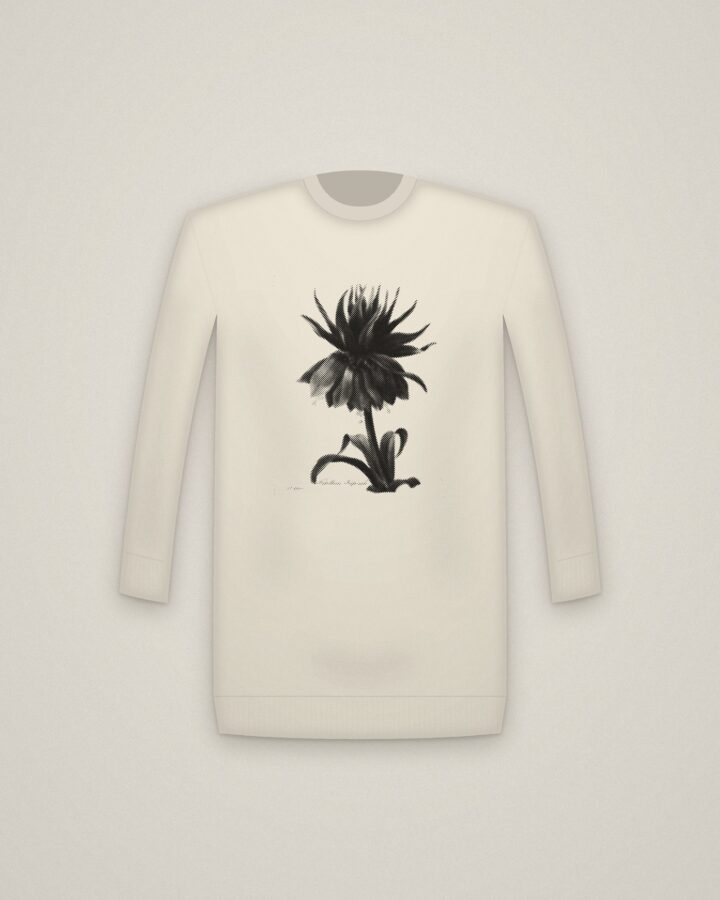 Crown Imperial Crewneck in Natural, Crown Imperial Fritillary printed in halftone