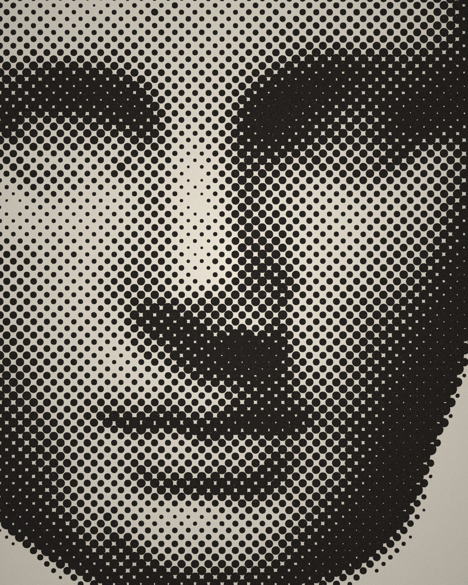 Close-up of the halftone dots of Head of Aphrodite printed in cotton