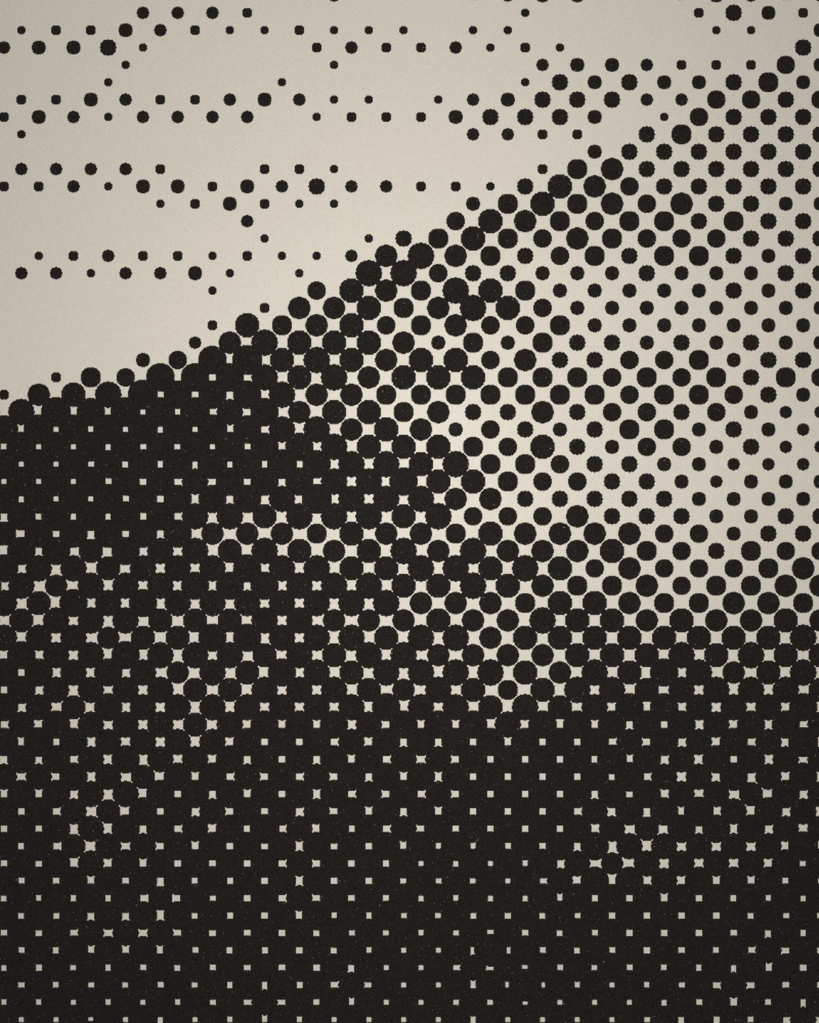 Close-up of the halftone dots of South Wind, Clear Sky, from Thirty-Six Views of Mount Fuji printed in cotton