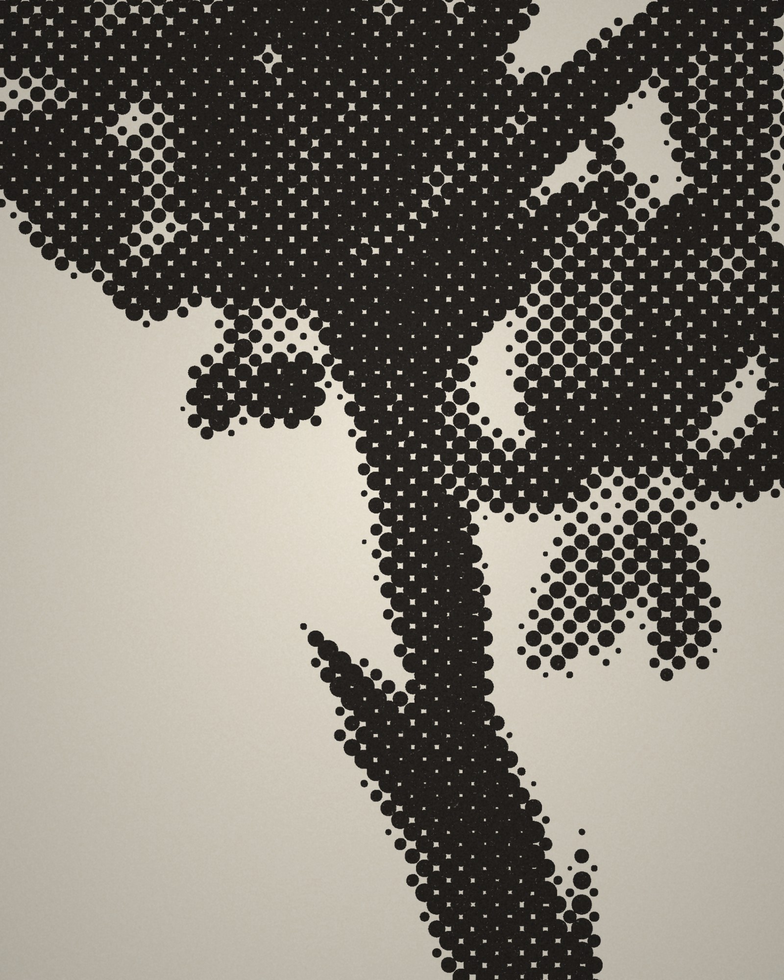 Close-up of the halftone dots of Lilium pomponium (Turban Lily), plate 7 from Les Liliacées printed in cotton