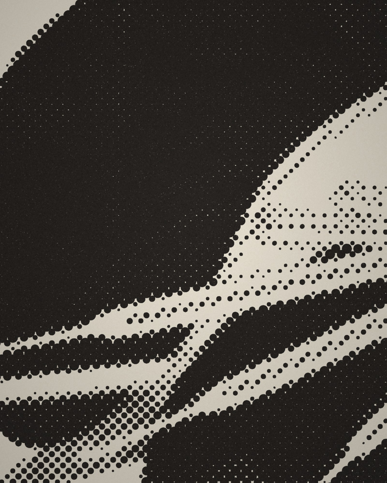 Close-up of the halftone dots of Takigawa of the Ōgiya, from A Selection of Eastern Beauties printed in cotton
