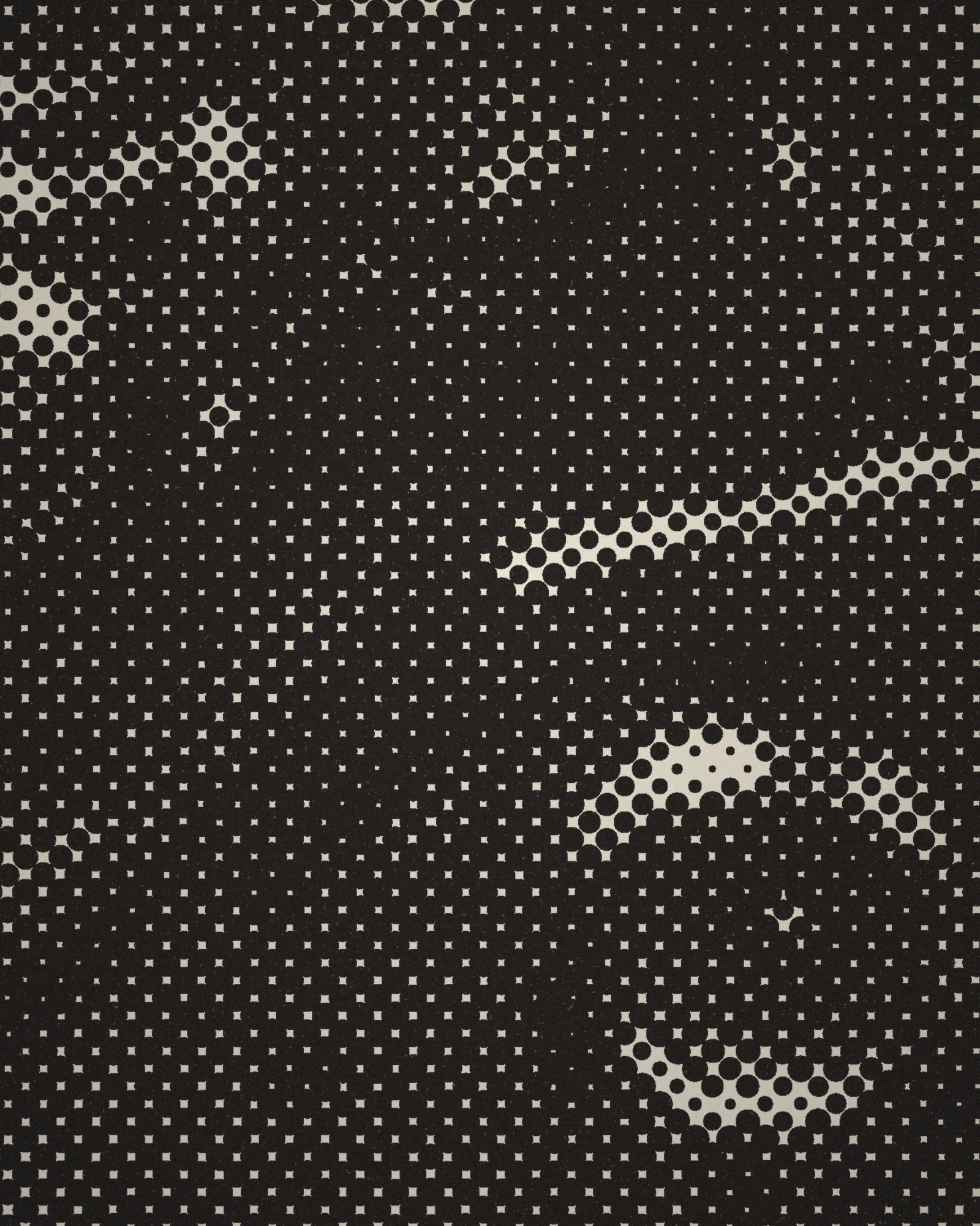 Close-up of the halftone dots of Tetradrachm: Owl with Crescent Moon and Olive Branch printed in cotton