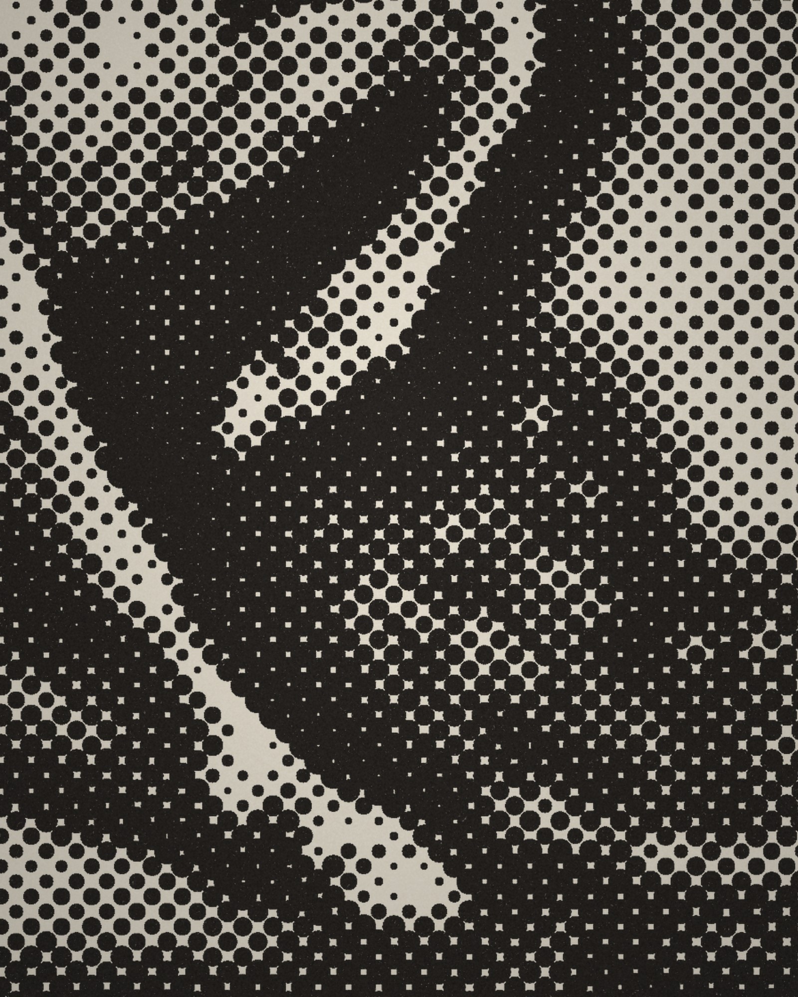Close-up of the halftone dots of A Horse Attacked by a Lion printed in cotton