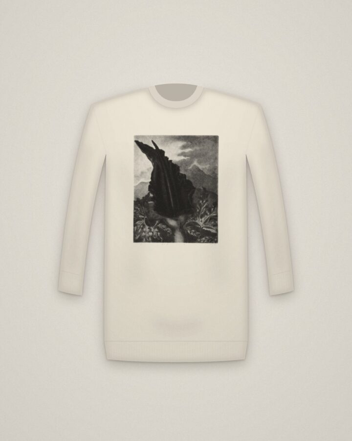 Dragon Arum Crewneck in Natural, The Dragon Arum, Black Calla or Solomon's Lily, from The Temple of Flora printed in halftone