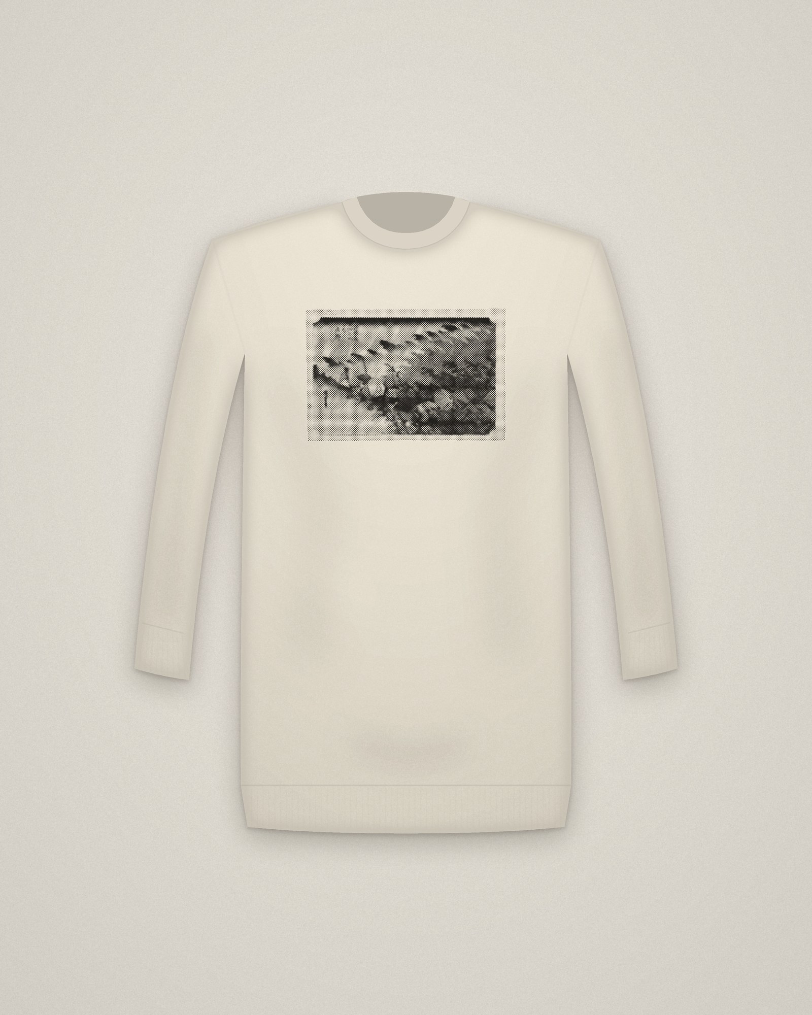 Driving Rain Crewneck in Natural, Driving Rain at Shōno, from Fifty-three Stations of the Tōkaidō printed in halftone