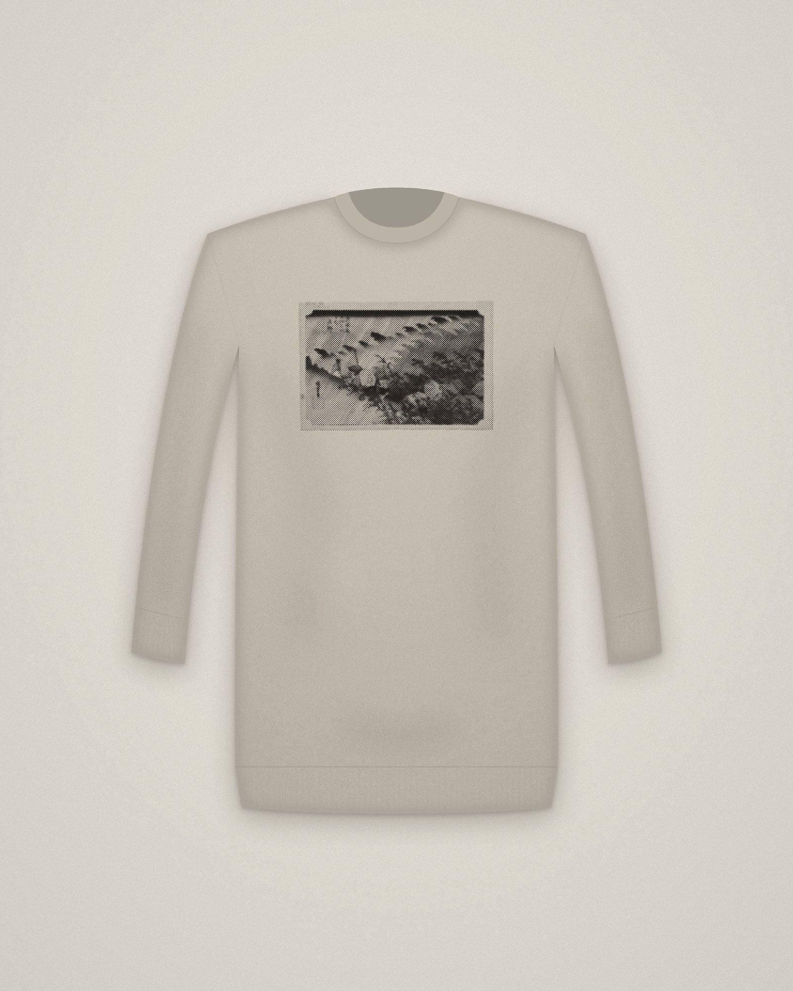 Driving Rain Crewneck in Stone, Driving Rain at Shōno, from Fifty-three Stations of the Tōkaidō printed in halftone