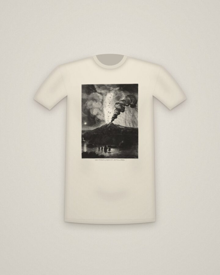 Etna Tee in Natural, Eruption of Mount Aetna in 1669 printed in halftone