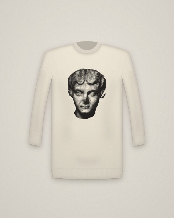 Faustina Crewneck in Natural, Portrait Head of a Woman, Probably the Empress Faustina Minor printed in halftone