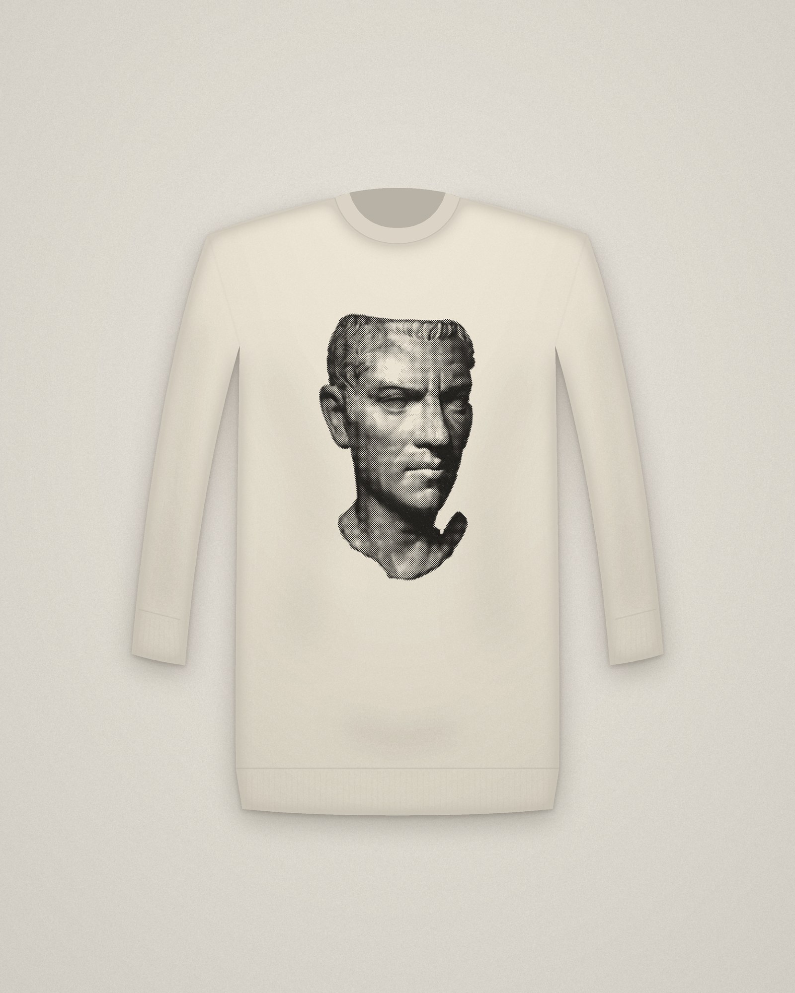 Gallus Crewneck in Natural, Portrait Head of C. Cornelius Gallus (?) printed in halftone