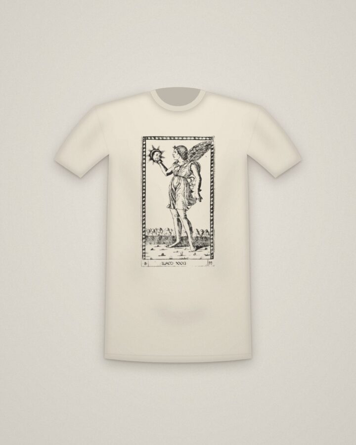 Genius of the Sun Tee in Natural, Genius of the Sun, from the Tarocchi printed in halftone