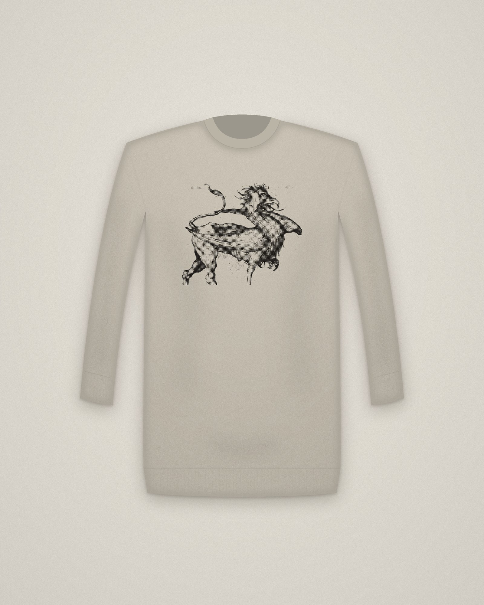 Griffin Crewneck in Stone, The Griffin printed in halftone