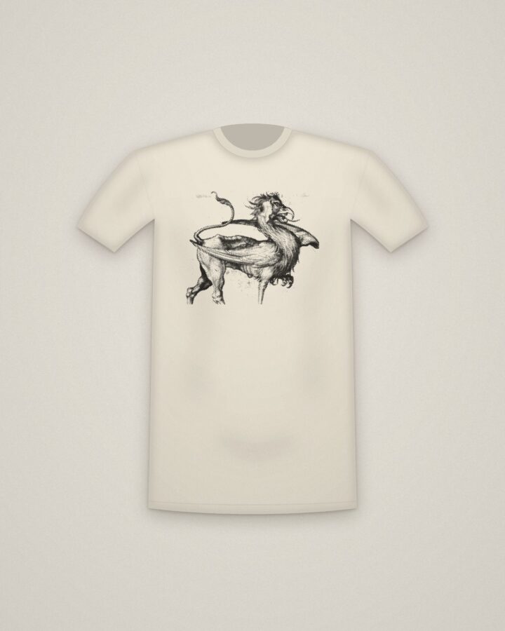 Griffin Tee in Natural, The Griffin printed in halftone