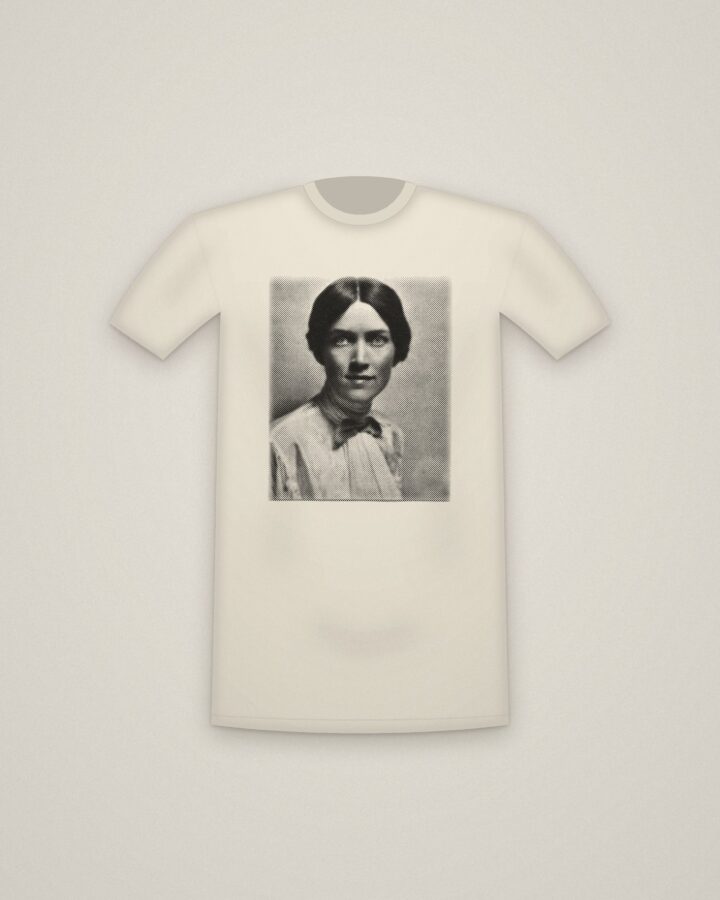 Honoré Tee in Natural, Portrait of Honoré Willsie Morrow printed in halftone