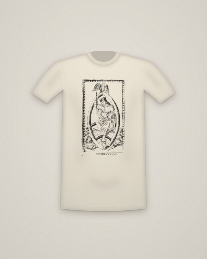 Jupiter Tee in Natural, Jupiter, from the Tarocchi: Firmaments of the Universe printed in halftone