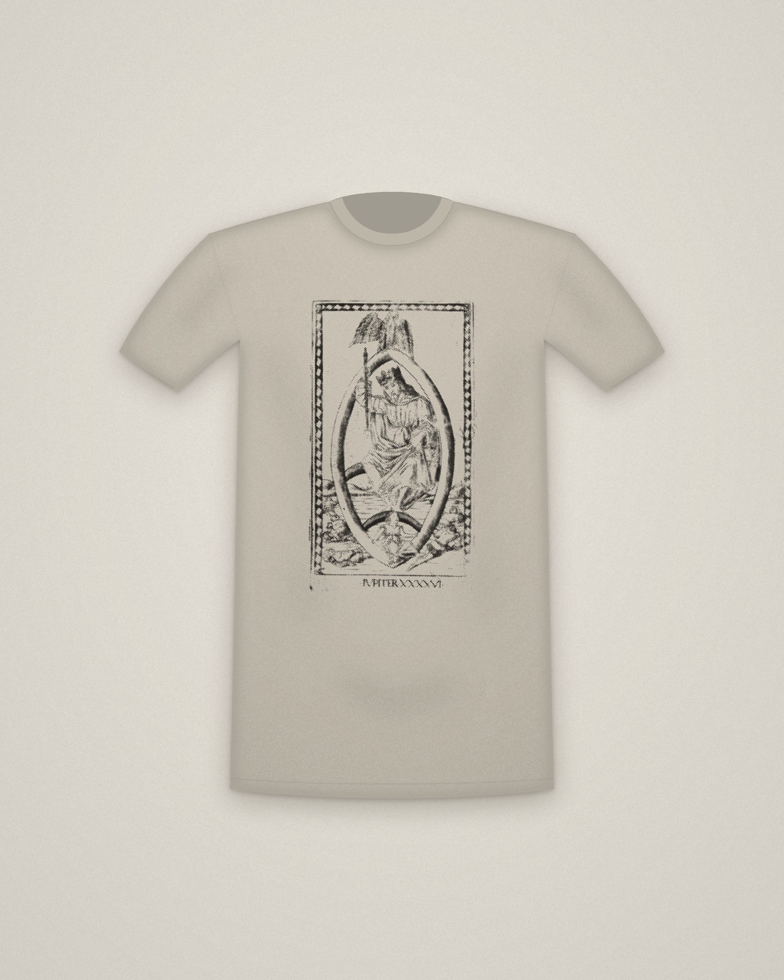 Jupiter Tee in Stone, Jupiter, from the Tarocchi: Firmaments of the Universe printed in halftone
