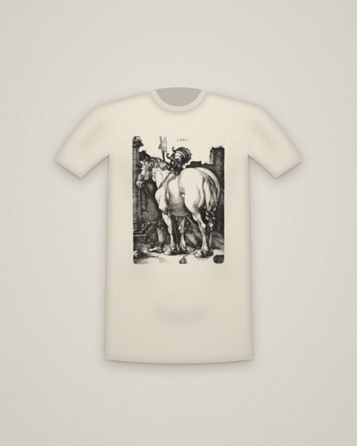 Large Horse Tee in Natural, The Large Horse printed in halftone