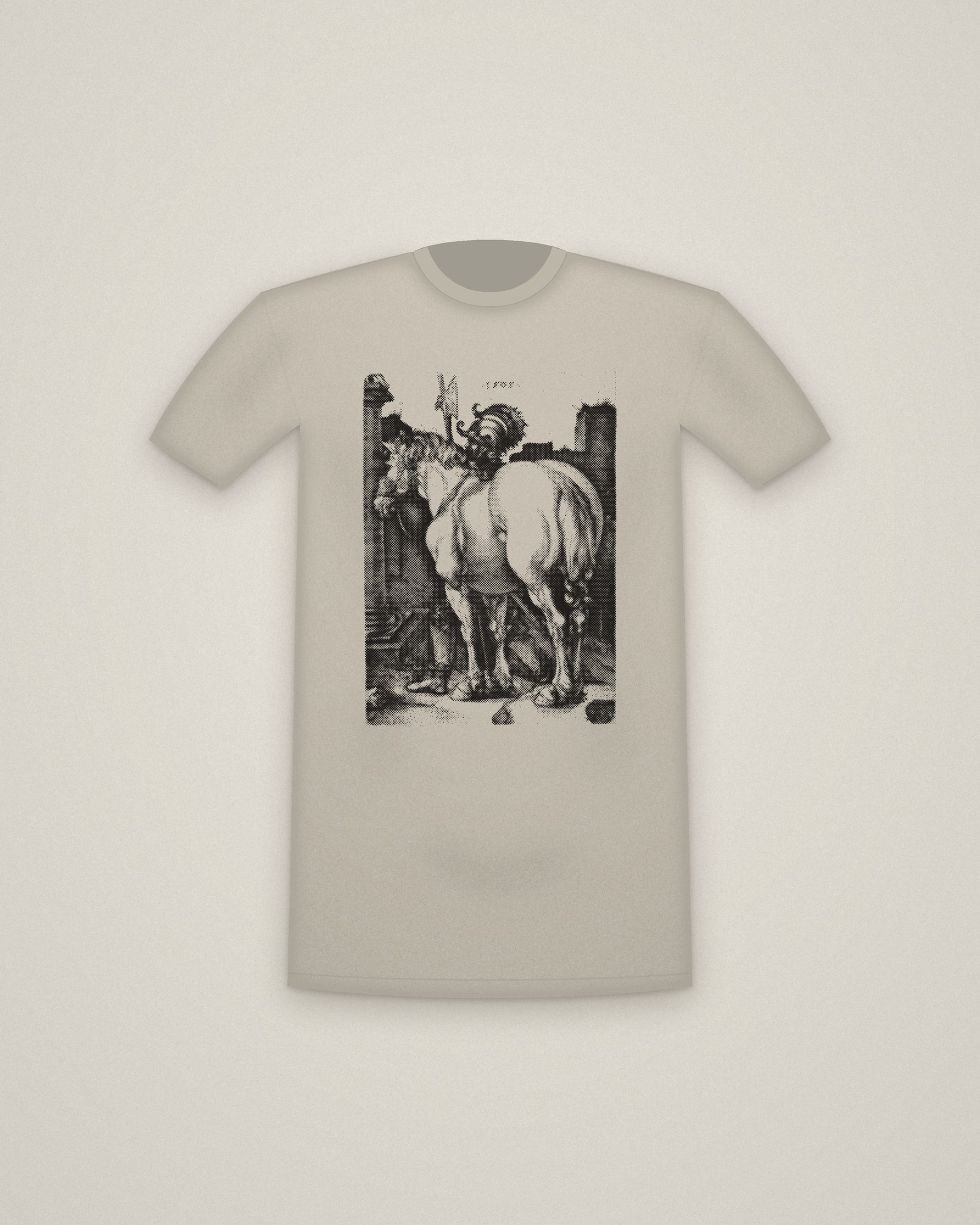 Large Horse Tee in Stone, The Large Horse printed in halftone