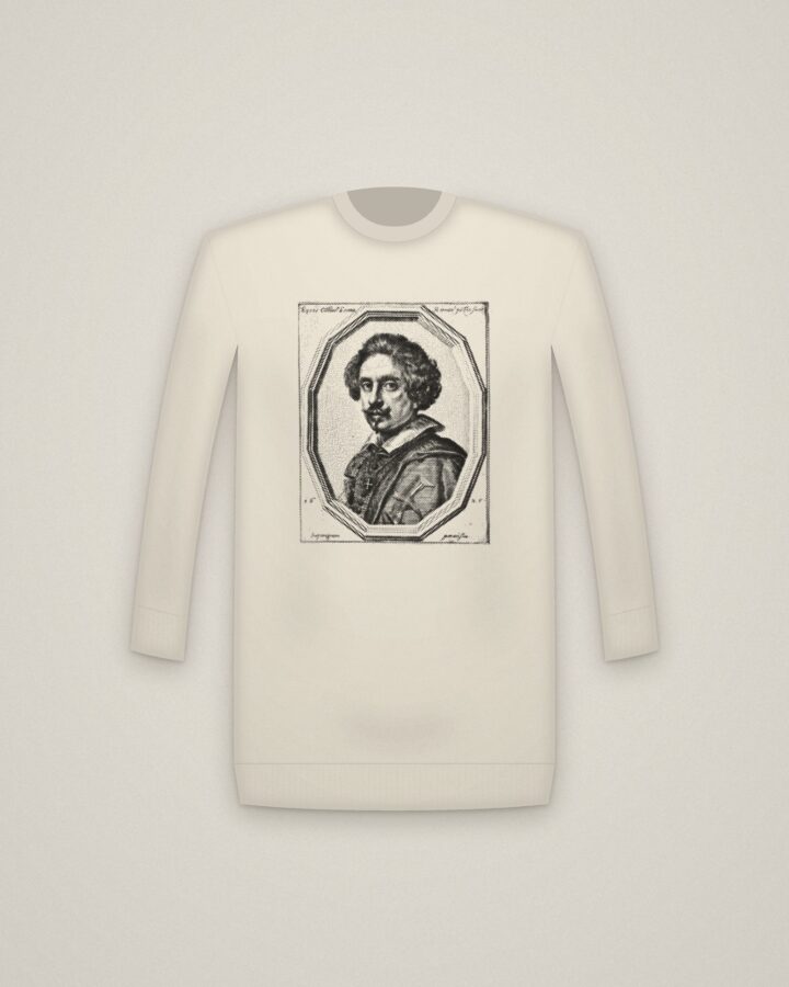 Leoni Crewneck in Natural, Self-Portrait printed in halftone
