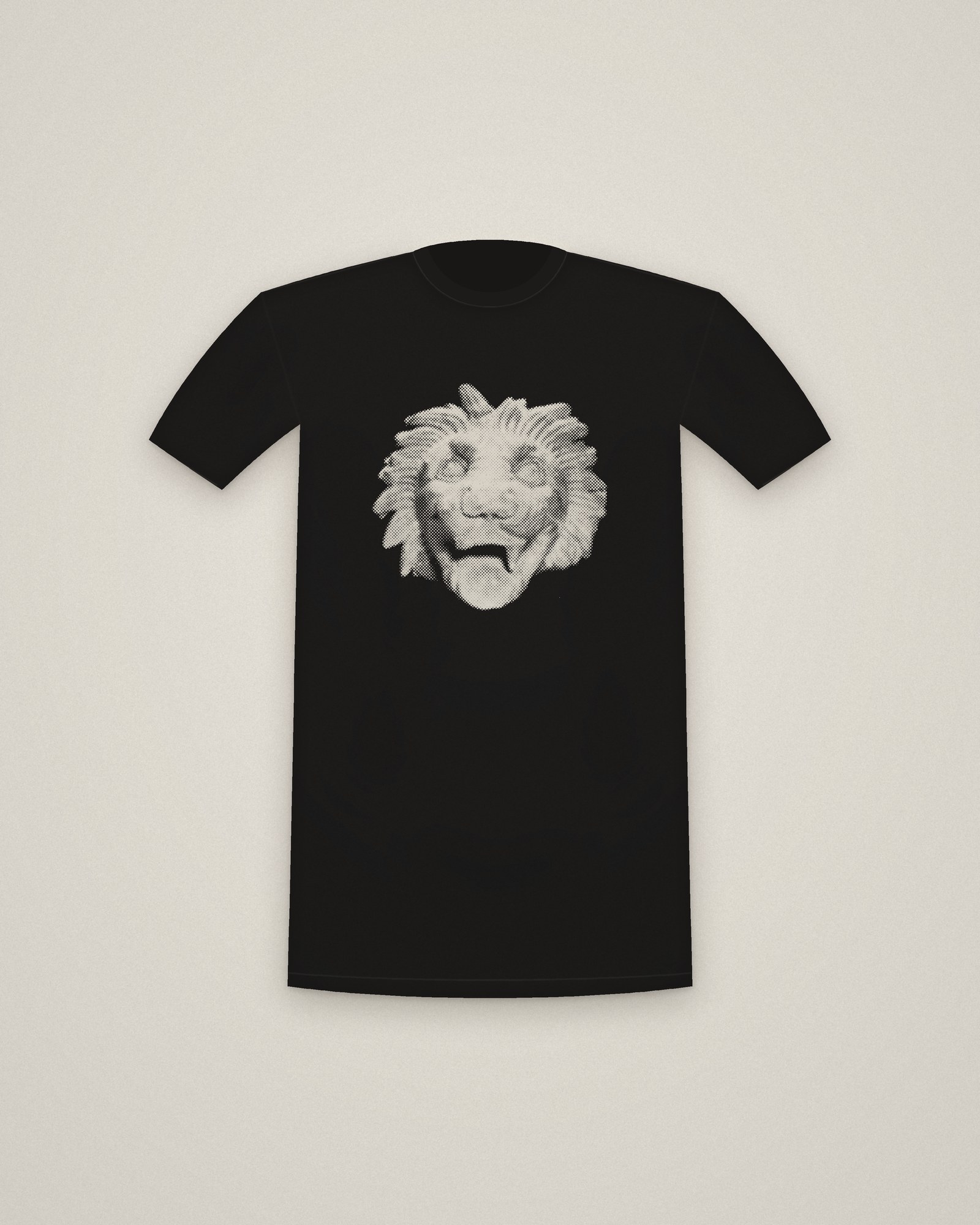 Lion's Head Tee in Black, Lion's Head printed in halftone