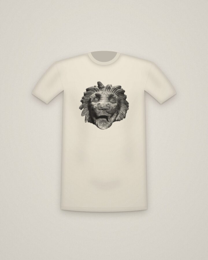 Lion's Head Tee in Natural, Lion's Head printed in halftone