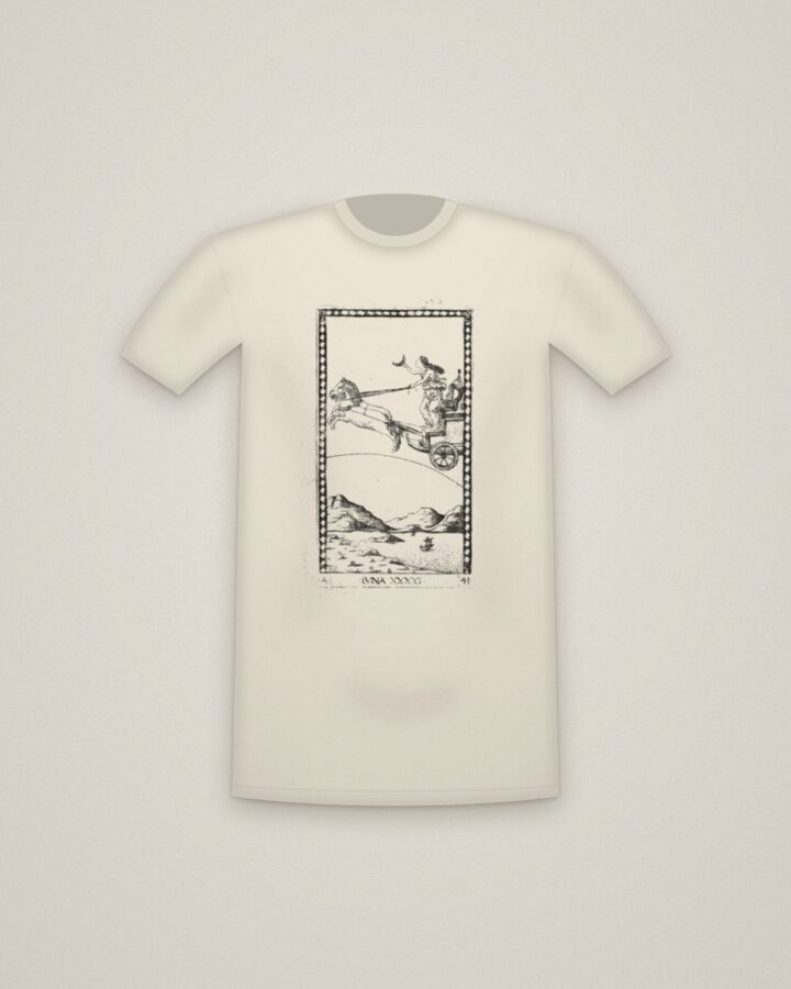 Luna Tee in Natural, Luna, from the Tarocchi, Series A: Firmaments of the Universe printed in halftone