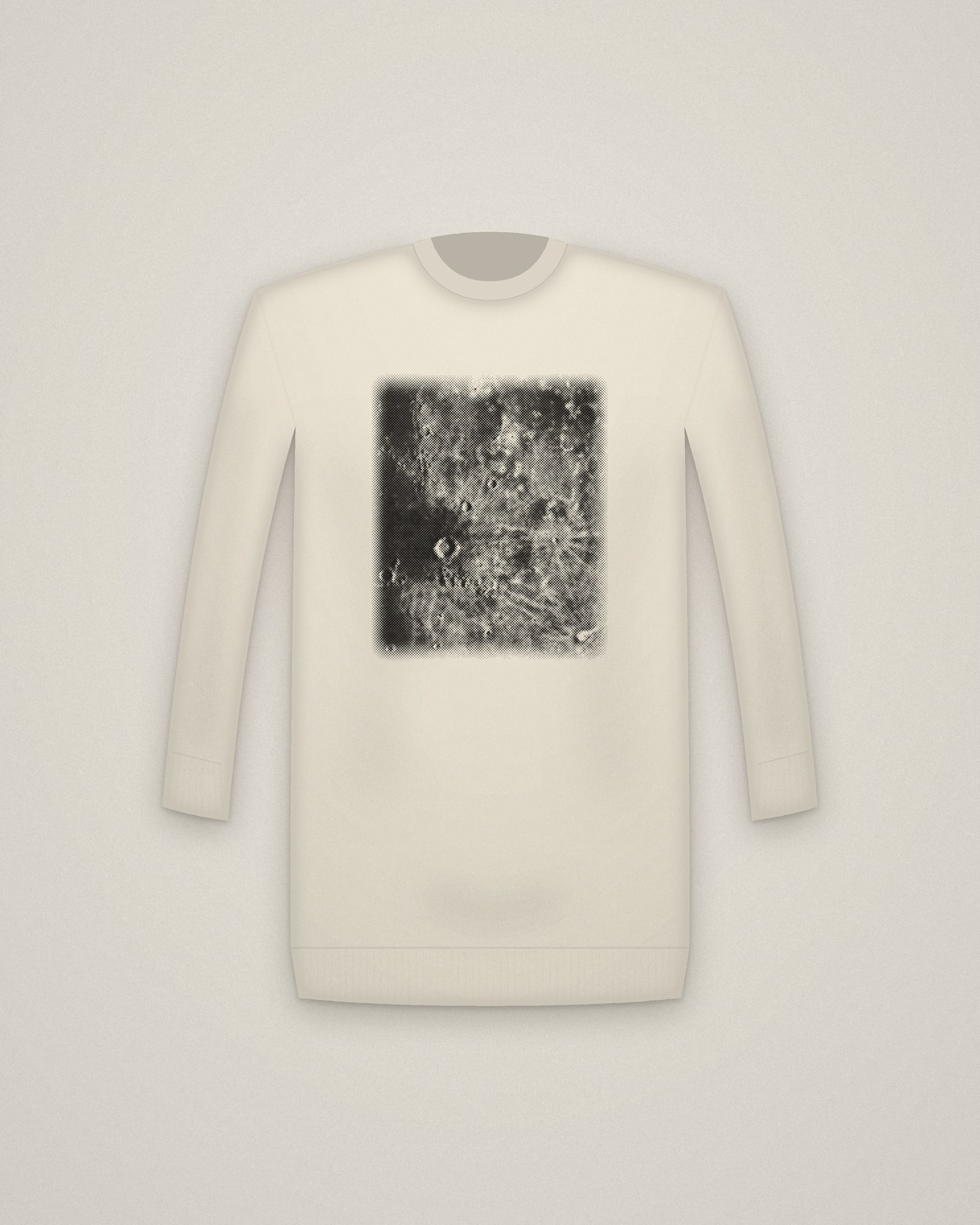 Lunar Plate Crewneck in Natural, Photographie Lunaire: Copernic, Képler, Aristarque printed in halftone