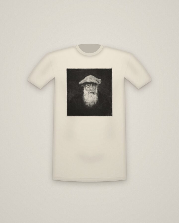 Pissarro Tee in Natural, Self-Portrait printed in halftone