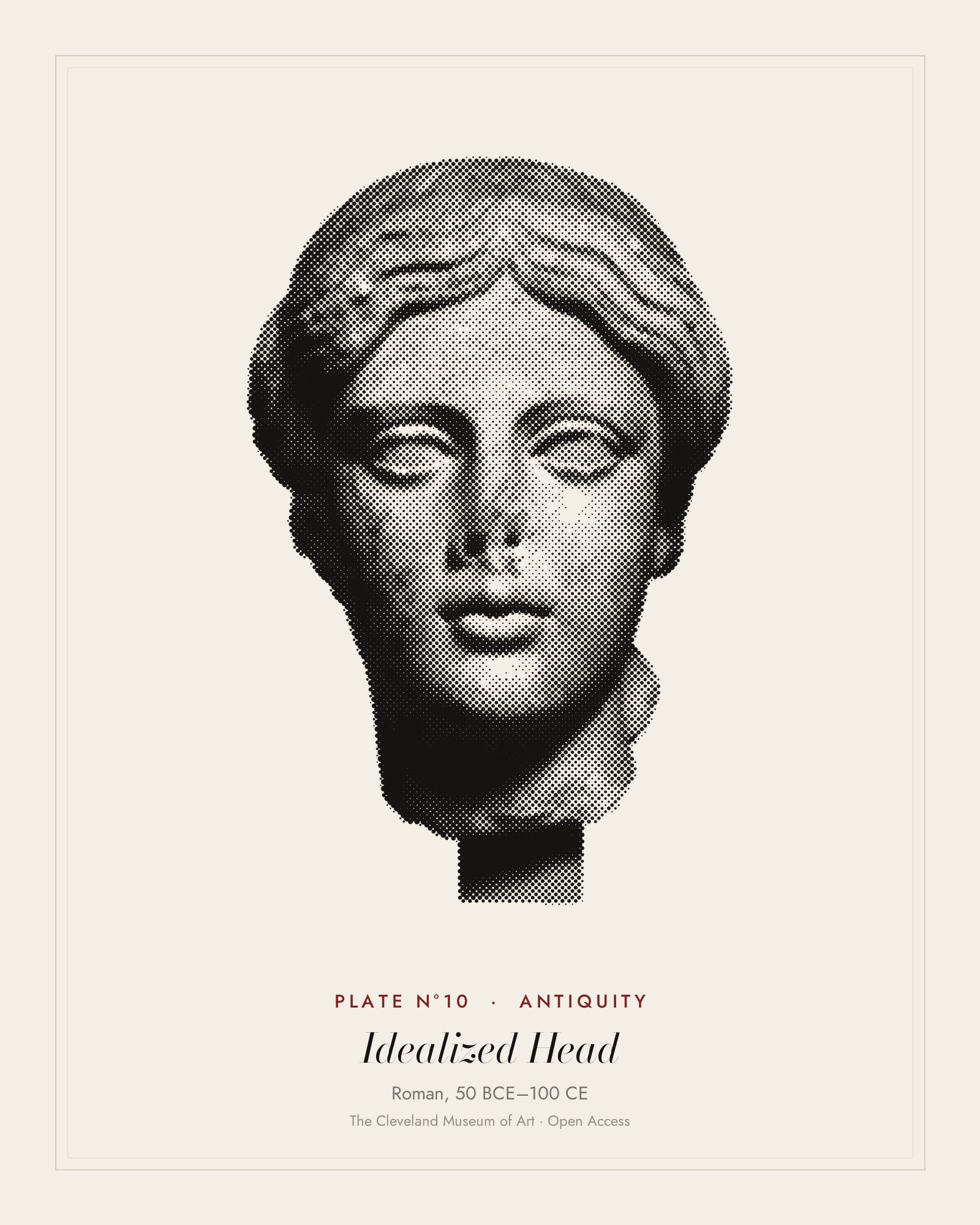 Plate N°10: Idealized Head, Roman, 50 BCE–100 CE