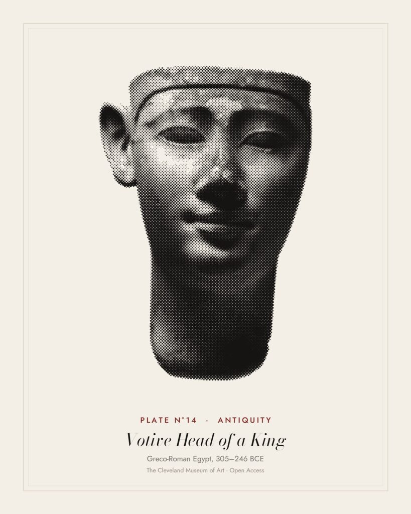Plate N°14: Votive Head of a King, Greco-Roman Egypt, 305–246 BCE