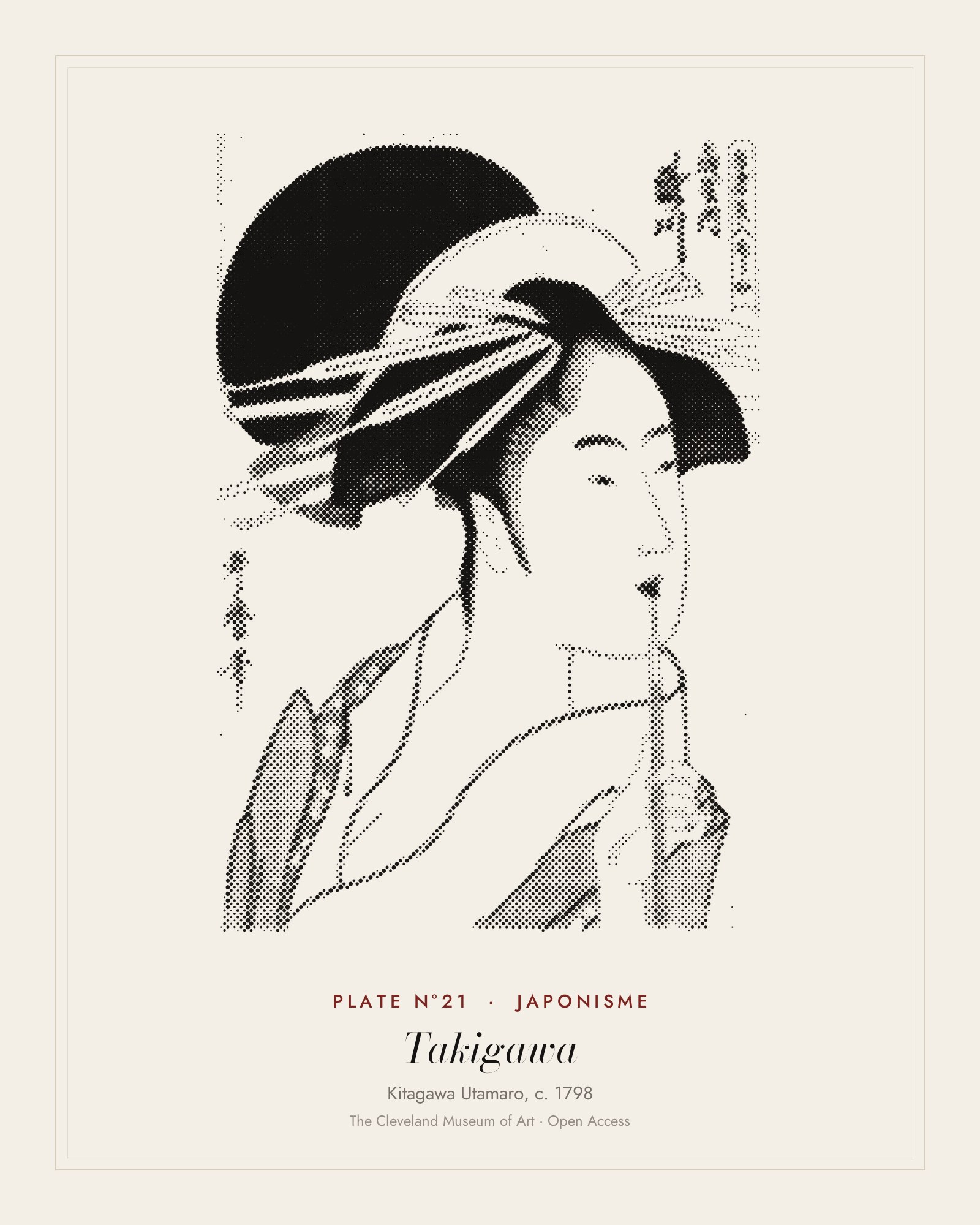 Plate N°21: Takigawa of the Ōgiya, from A Selection of Eastern Beauties, Kitagawa Utamaro, c. 1798