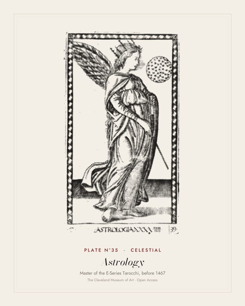 Plate N°35: Astrology, from the Tarocchi: Liberal Arts, Master of the E-Series Tarocchi, before 1467