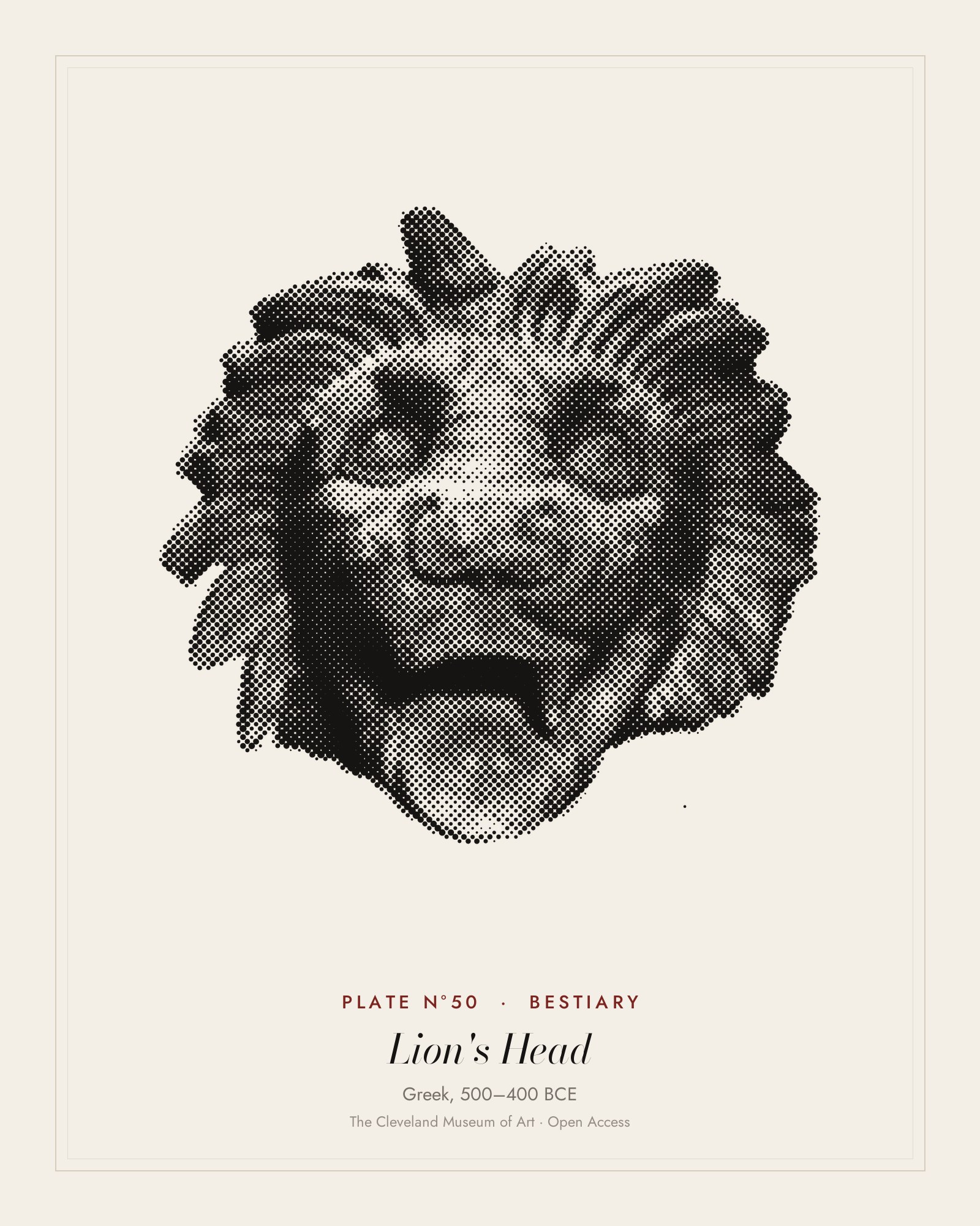 Plate N°50: Lion's Head, Greek, 500–400 BCE