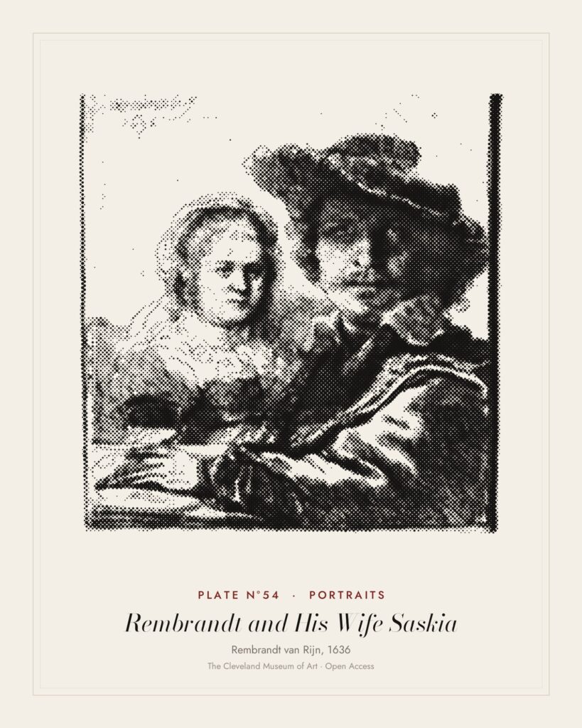 Plate N°54: Rembrandt and His Wife Saskia, Rembrandt van Rijn, 1636