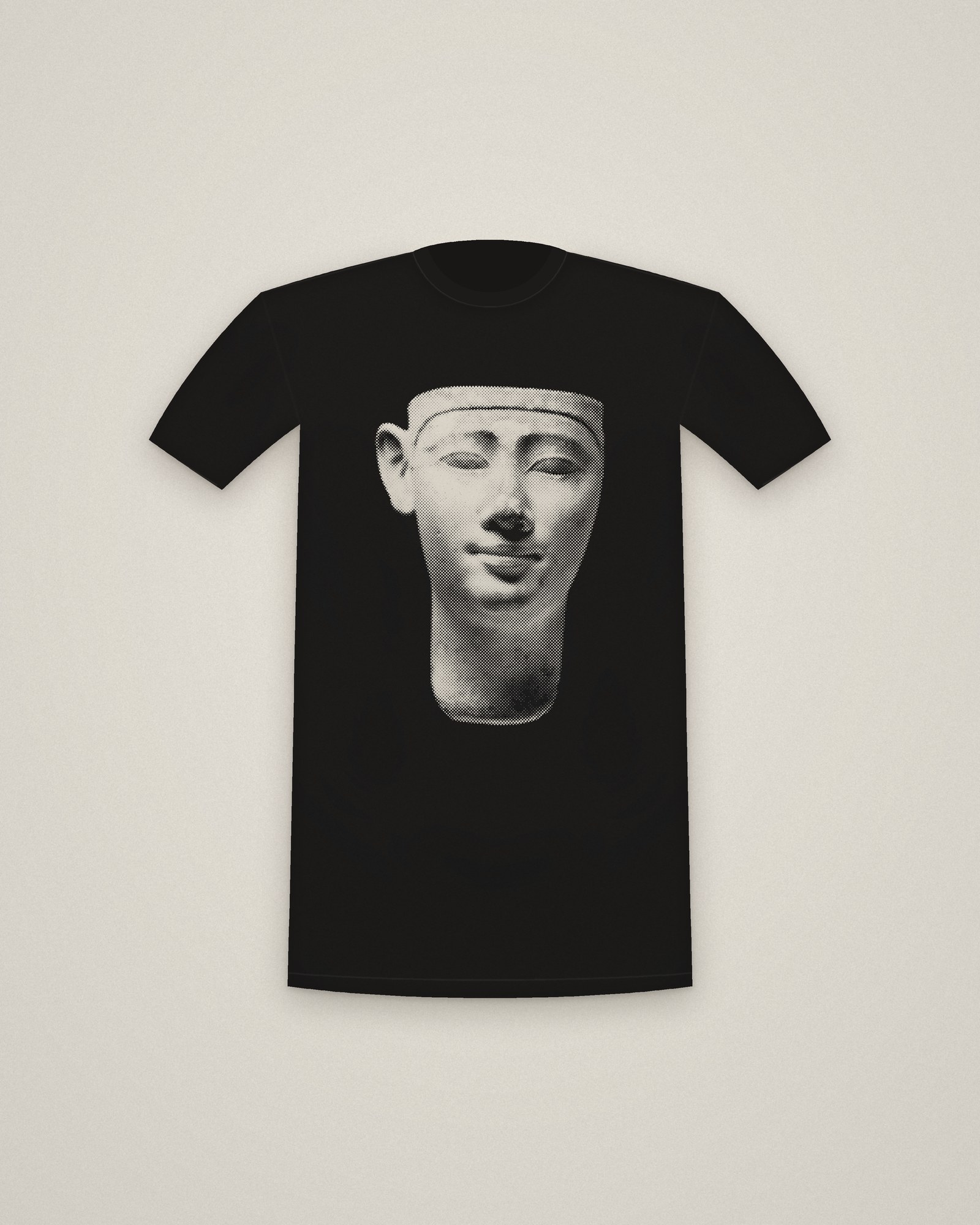 Ptolemaic King Tee in Black, Votive Head of a King printed in halftone