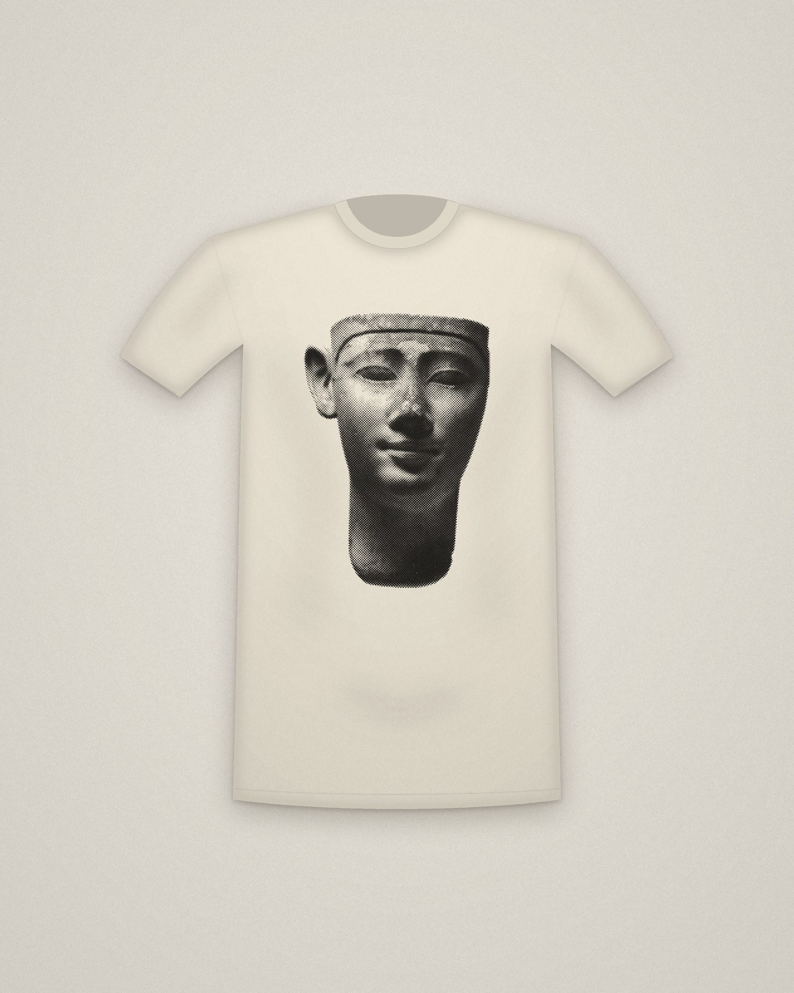 Ptolemaic King Tee in Natural, Votive Head of a King printed in halftone