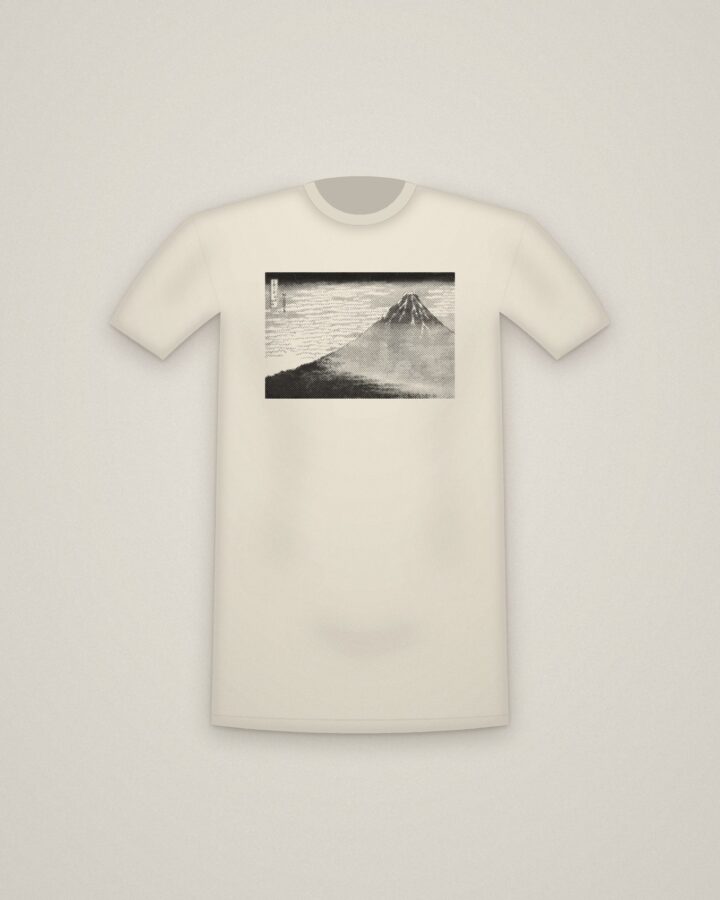 Red Fuji Tee in Natural, South Wind, Clear Sky, from Thirty-Six Views of Mount Fuji printed in halftone