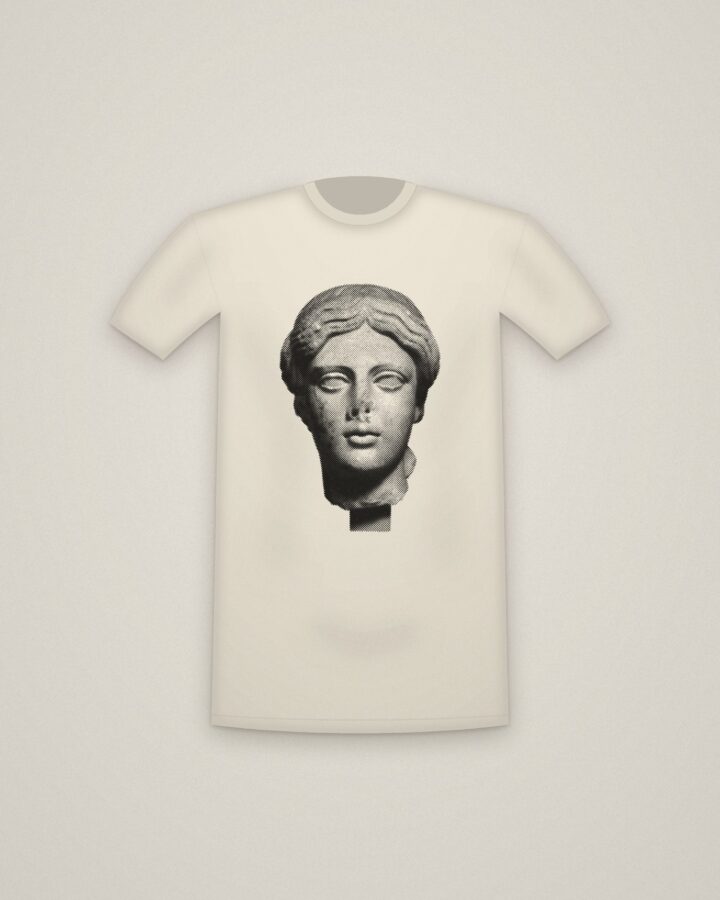 Roman Ideal Tee in Natural, Idealized Head printed in halftone