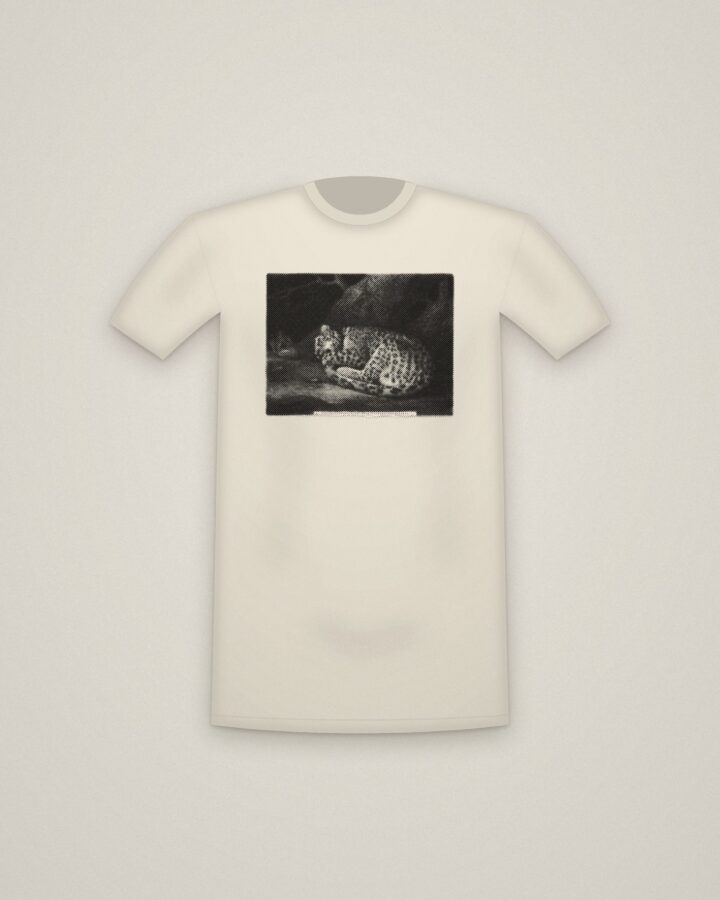 Sleeping Leopard Tee in Natural, A Sleeping Leopard printed in halftone