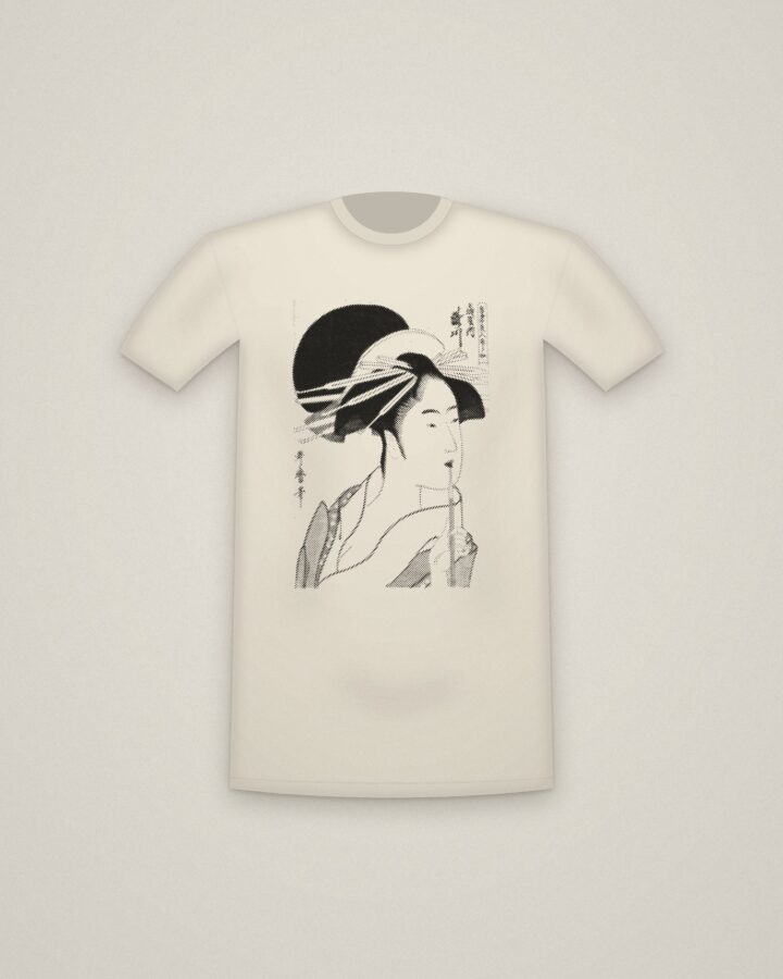 Takigawa Tee in Natural, Takigawa of the Ōgiya, from A Selection of Eastern Beauties printed in halftone