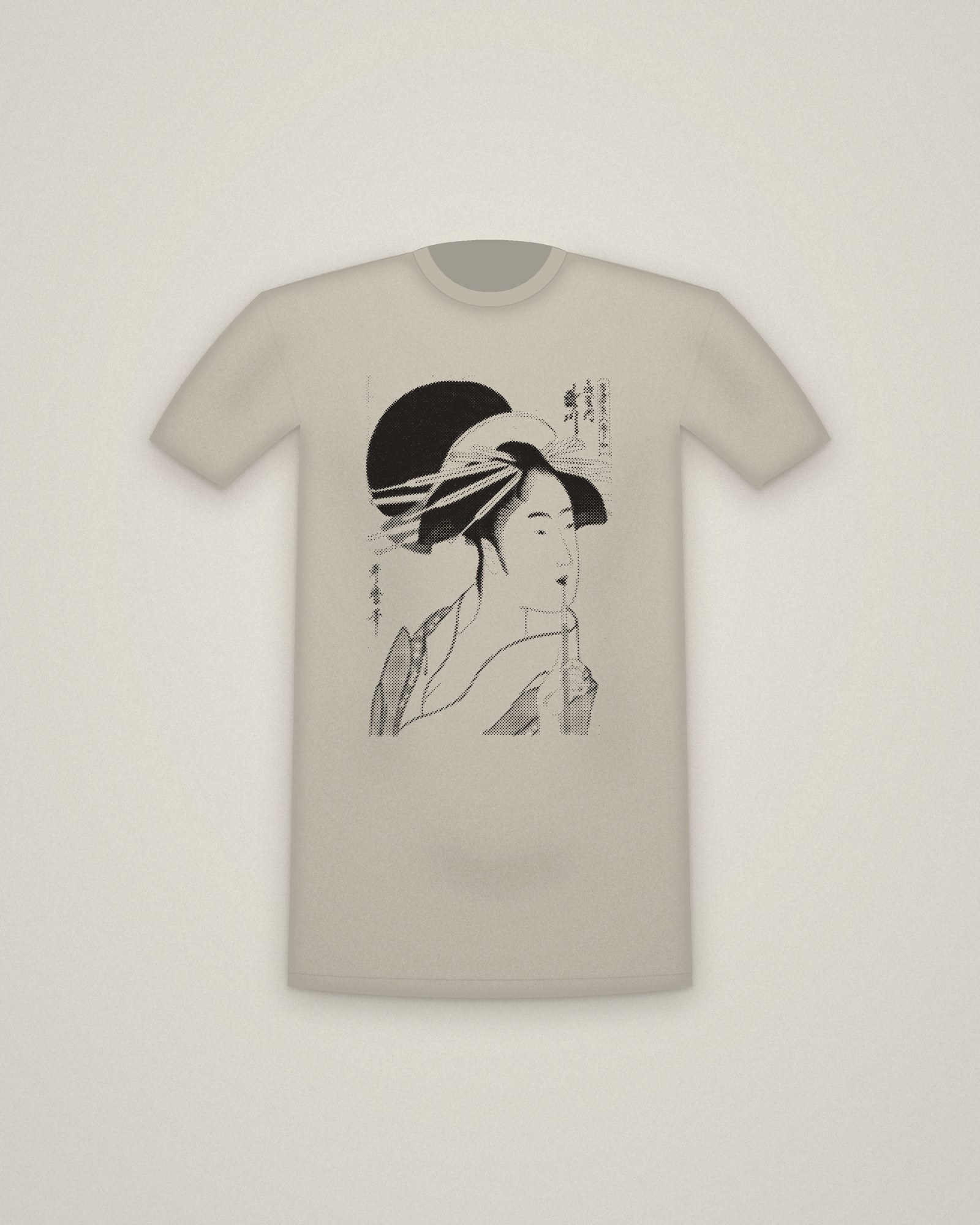 Takigawa Tee in Stone, Takigawa of the Ōgiya, from A Selection of Eastern Beauties printed in halftone
