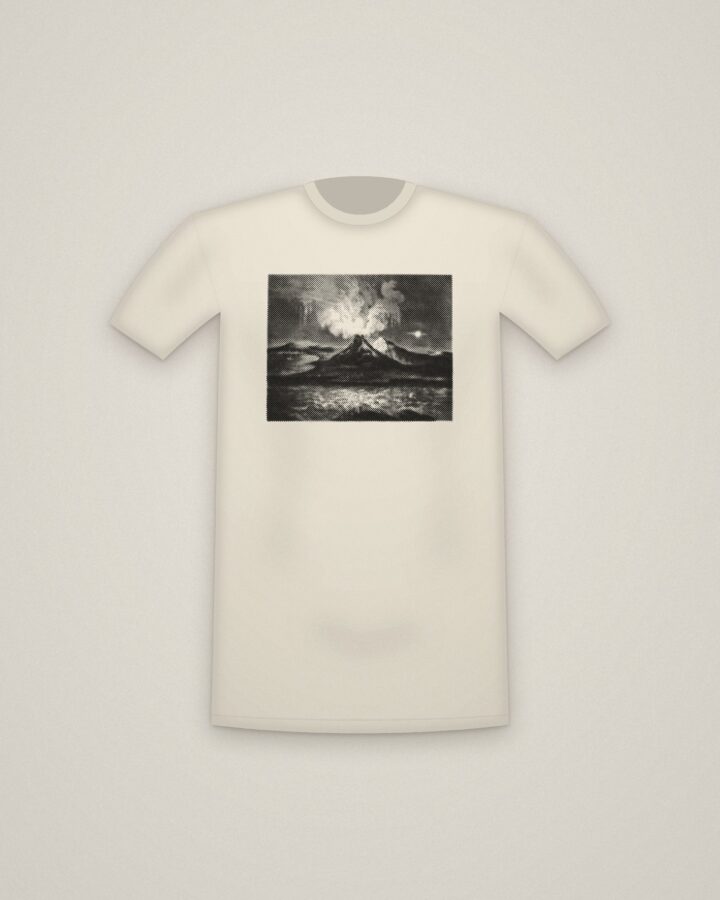Vesuvius Tee in Natural, Eruption of Mount Vesuvius in 1769 printed in halftone