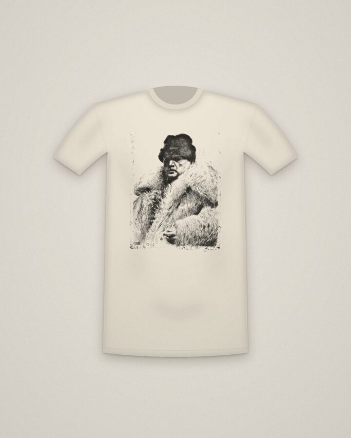 Zorn Tee in Natural, Self-Portrait printed in halftone